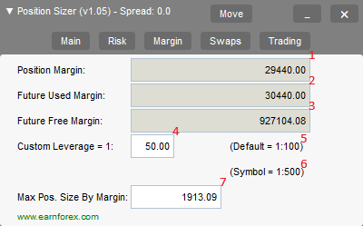 Position Sizer - cBot Interface - Margin Tab