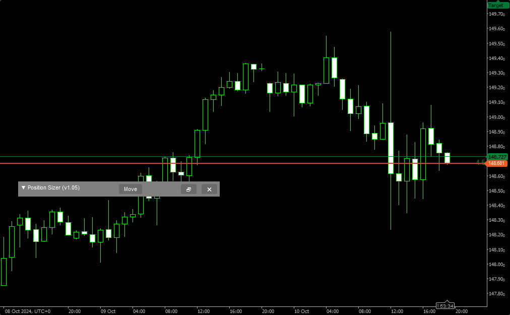 Position Sizer for cTrader - Minimized Panel