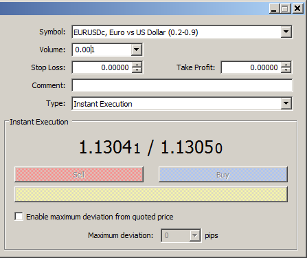 Order Window with 0.001 Lot