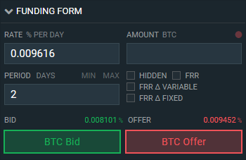Bitfinex - Offer Margin Funding