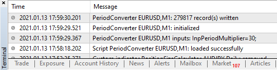 MT4 - Checking Period Converter Script Result