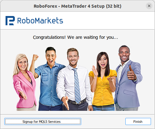MetaTrader 4 installation finished