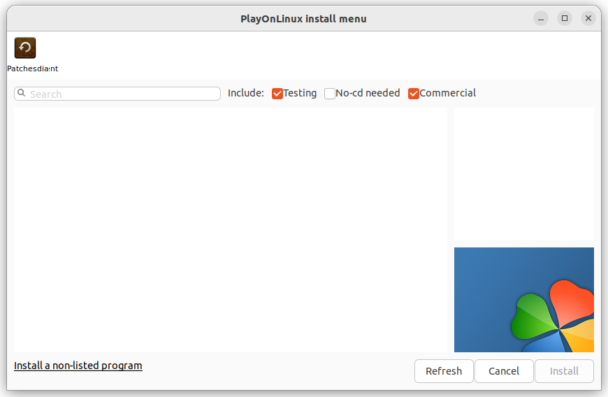 PlayOnLinux program installation window