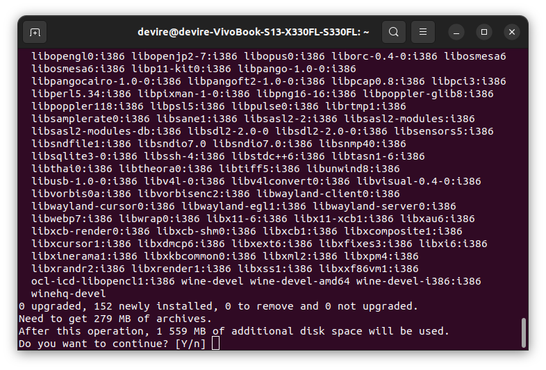 Linux terminal warns about additional space used
