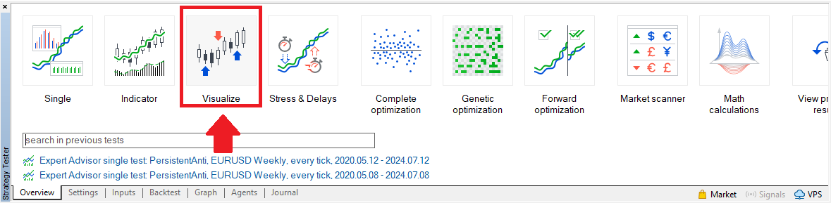 Visualize option in the 'Overview' tab
