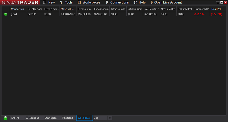 NinjaTrader - List of Accounts