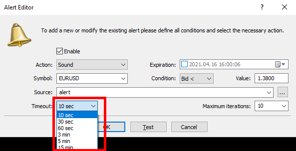 Set the Alert Timeout Set the Alert Timeout