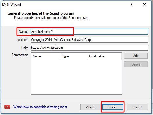 Setting a Script Name in MQL4 Wizard