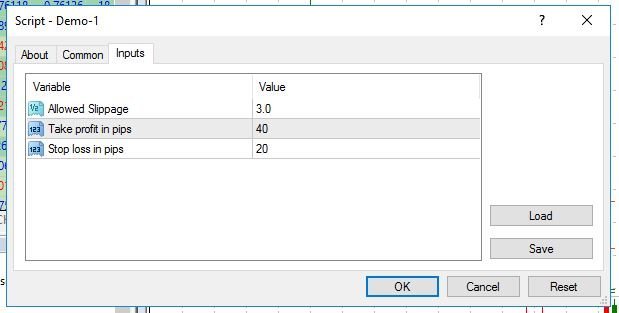 OrderModify() MQL4 Script - Input Parameters
