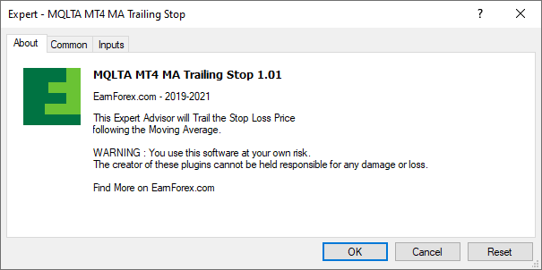About MT4 MA Trailing Stop EA