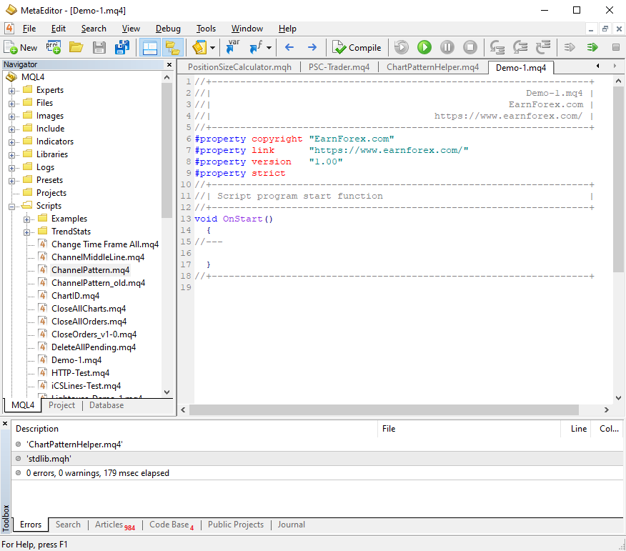 Brand New Script in MetaEditor
