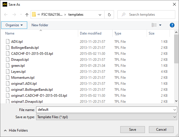 MetaTrader - Saving Default Template