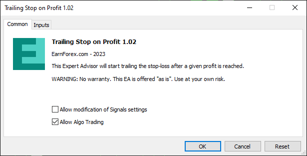 About MT5 Trailing Stop on Profit EA
